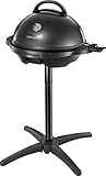 George Foreman Grill 2in1 Elektrogrill [Testsieger]: Standgrill & Tischgrill (Innen- & Außennutzung, Balkon & Küche, Ø44,5cm, Temperaturanzeige, Fettauffangschale, 2400W) Kugelgrill 22460-56, Schwarz