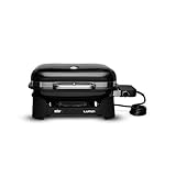Weber Lumin Compact Tragbarer Kompakter Elektrogrill/Anbraten, Räuchern, Dämpfen, Kochen und Warmhalten, Bis zu 315 °C, Porzellanemaillierte Gusseisenroste, 43 x 32 cm, Schwarz