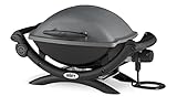 Weber Q1400 Elektrogrill, 43 x 32cm Grillfäche, portabler BBQ Grill, 2-geteilter porzellanemaillierter Guss-Grillrost, Aluminiumguss Deckel & Gehäuse - Dark Grey (52020079)