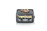 SEVERIN Mini Raclette-Grill für 4 Personen, kleines Raclette mit antihaftbeschichteter Grillplatte, Extra Tiefe Pfännchen, Kompakter Tischgrill, 600W Leistung, Black Line, RG 2360