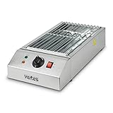 vertes BBQ Grill Elektrogrill Tischgrill Gastrogrill Elektrisch 2500W aus Edelstahl, Temperatur stufenlos regulierbar bis 650°C, Fettauffangschale, Grillrost 42,5 x 23,5cm, Anti Rutsch Gummifüße