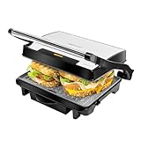 Cecotec Rock'nGrill 1500 Rapid Elektrogrill. RockStone-Steinverkleidung, höhenverstellbare Deckplatte, Fettwanne, 1500 W Leistung, umweltfreundliche Verkleidung (1500 W)