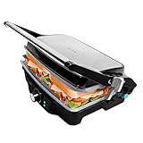 Cecotec Rock'nGrill 1500 Stone Ceramic Mix&Grill, 1500 W, Grill, Bügeleisen und Sandwicher, Keramikbeschichtung, Gemischte Oberfläche, Öffnung 180 Grad, Fettauffangbox